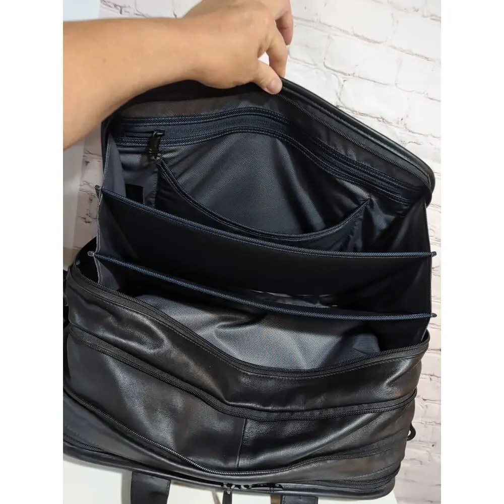 TUMI ALPHA 2 Expandable Laptop Briefcase Black Leather Model 96141 D2 READ